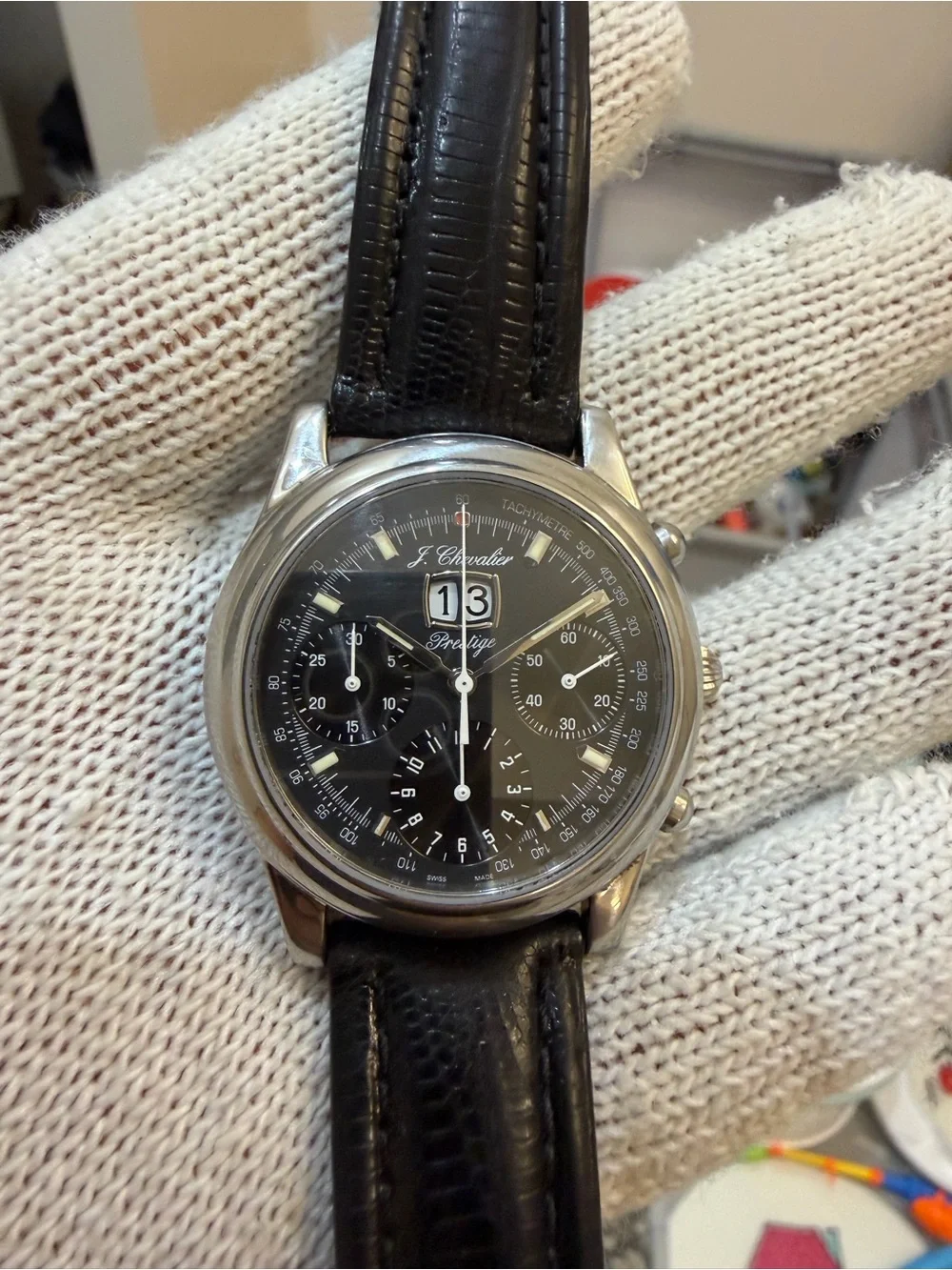 J. Chevalier Prestige Automatic Chronograph 49 Jewels Big Date Watch Ref 3278